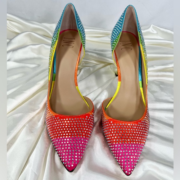 🔥 NEW Inc Rhinestone Pump Sandal Rainbow Colorful Shoe Size 11 - Picture 6 of 10